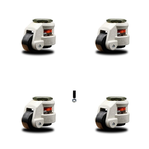 Nylon Swivel TS Caster w/1.97" Black Wheel & M12 x 1.75mm x 18mm Stems, 4PK